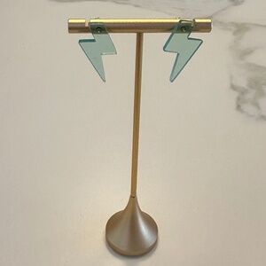 LISA SAYS GAH - Shazam! Acrylic Lightning Bolt Statement Earrings — Turquoise